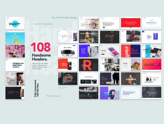 108 beautiful website headers in a top-notch quality design.