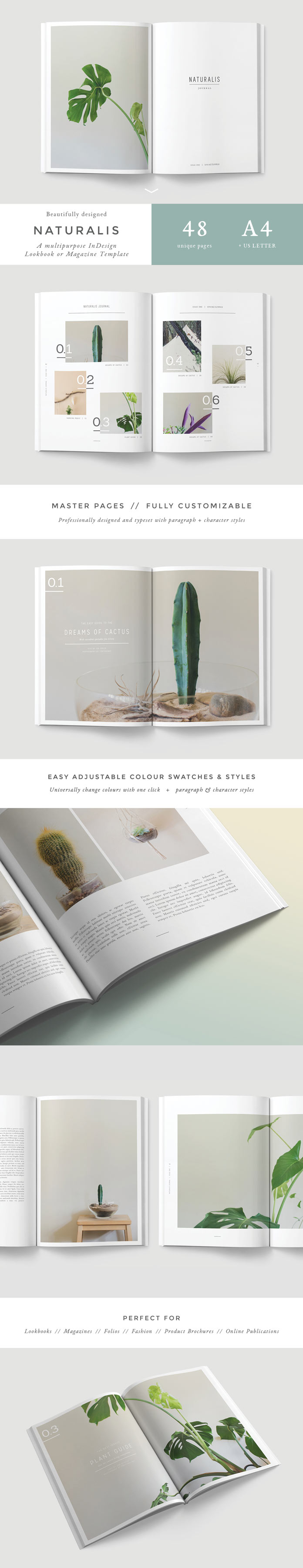 A multipurpose Adobe InDesign lookbook and magazine template.