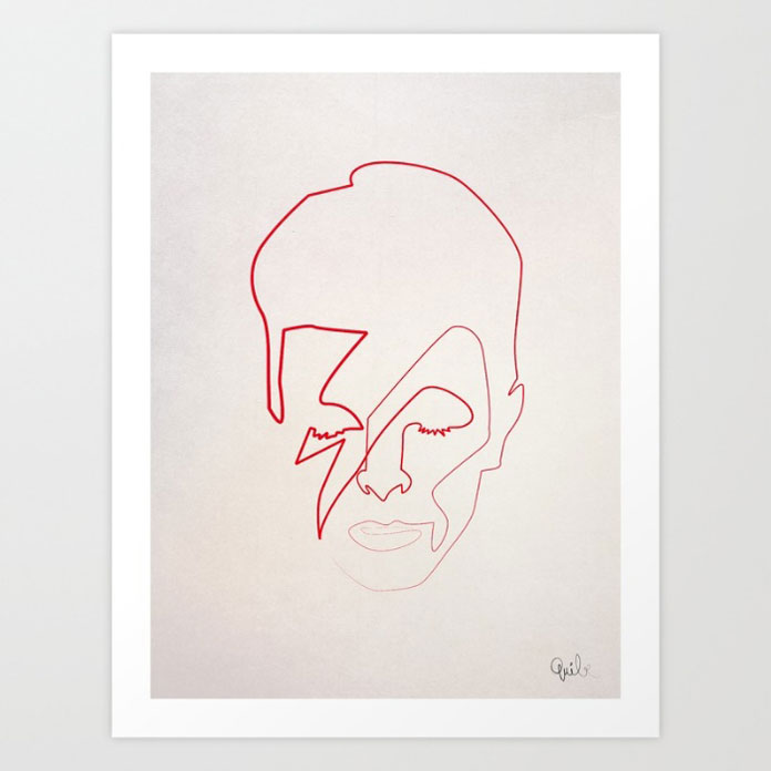 Aladdin Sane, David Bowie minimalist portrait.