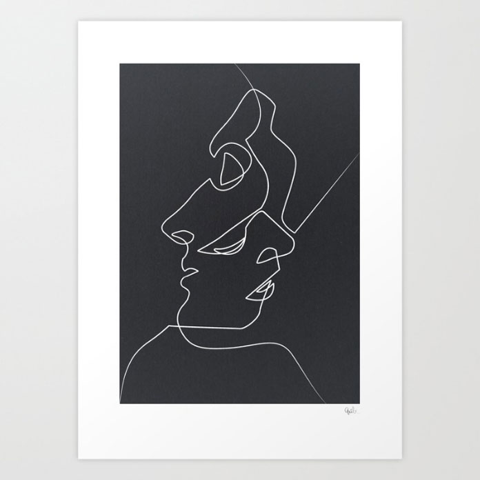 Close Noir – Giclée print by French illustrator Quibe.