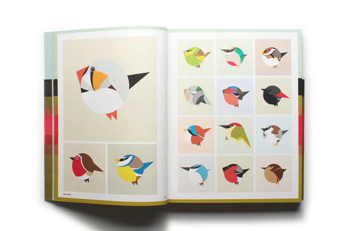 Bird graphics using simple geometric shapes.