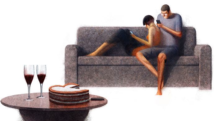 Couples and Cell Phones – character design by Sukanto Debnath.