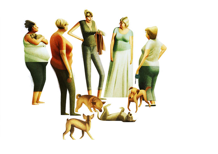 Dogs and People – drawings by freelance artist Sukanto Debnath.