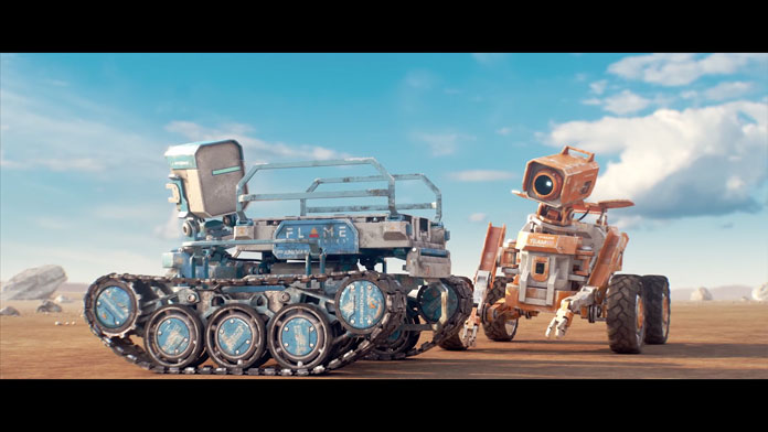 Intelligent robots explore an unknown planet.