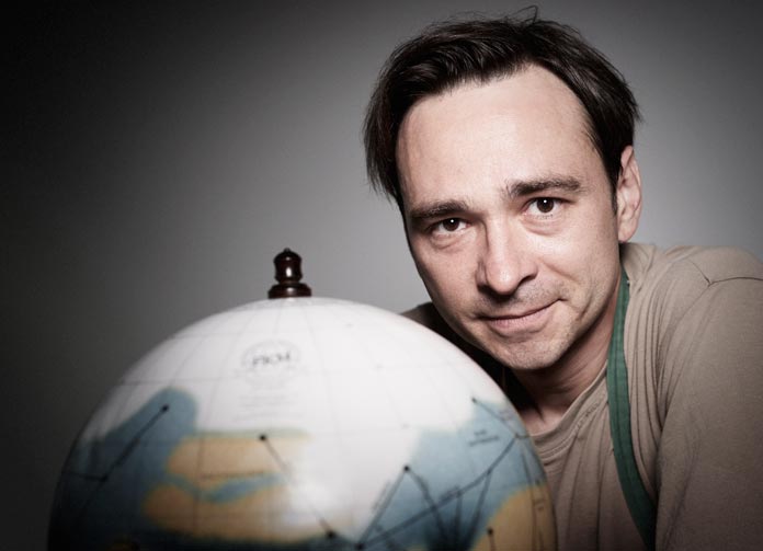 Michael Plichta and his mars globe.
