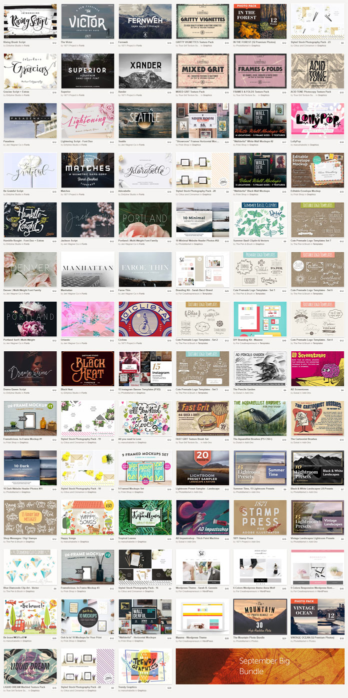 September Big bundle of graphic products from Creative Market.