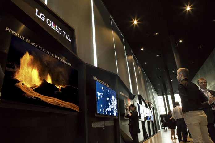 LG OLED TV Gallery in Harpa concert hall.