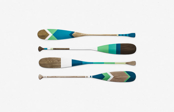 Canoe paddles with corporate colors and design.