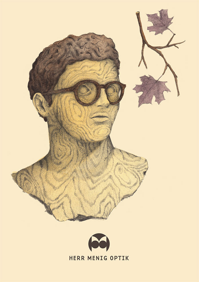 Illustration for wooden glasses during fall.