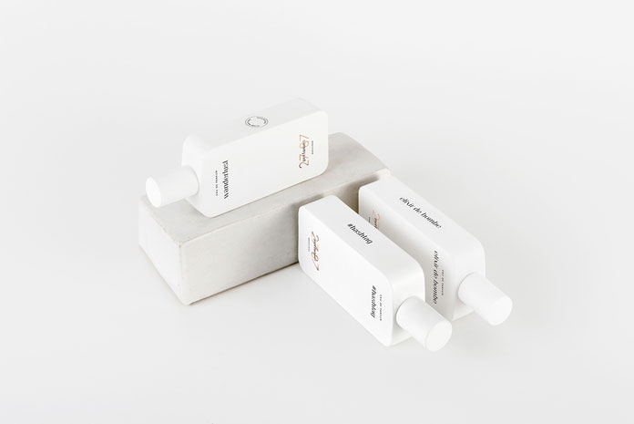 White perfume packaging.
