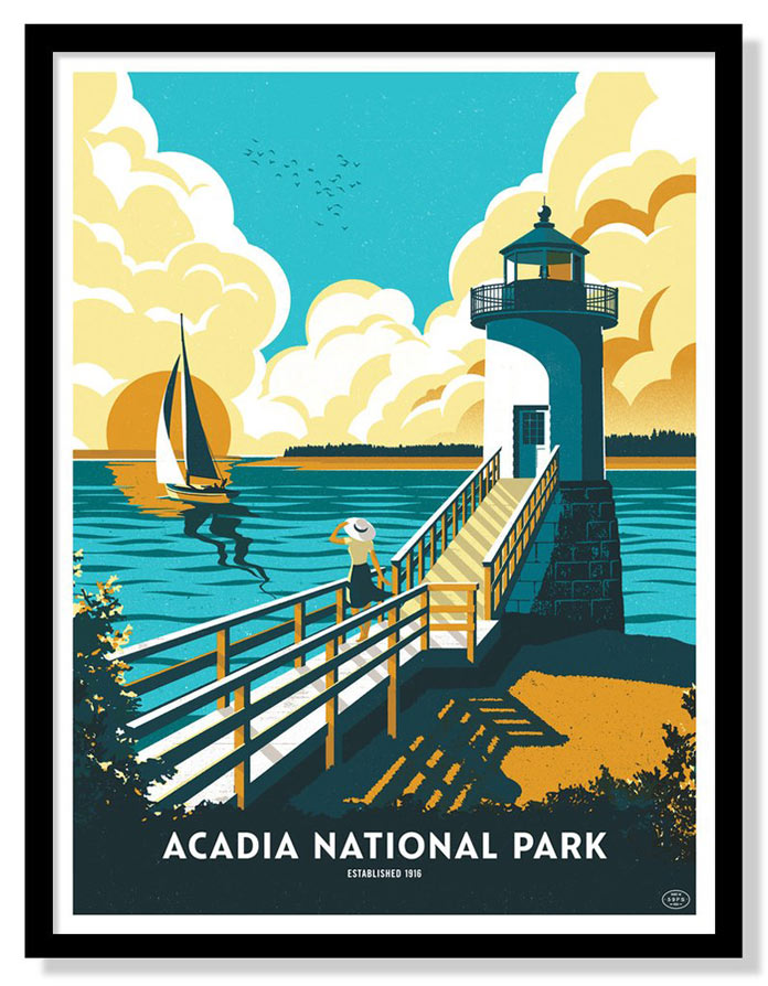Acadia National Park – Six color screen printed poster by Telegramme Paper Co.