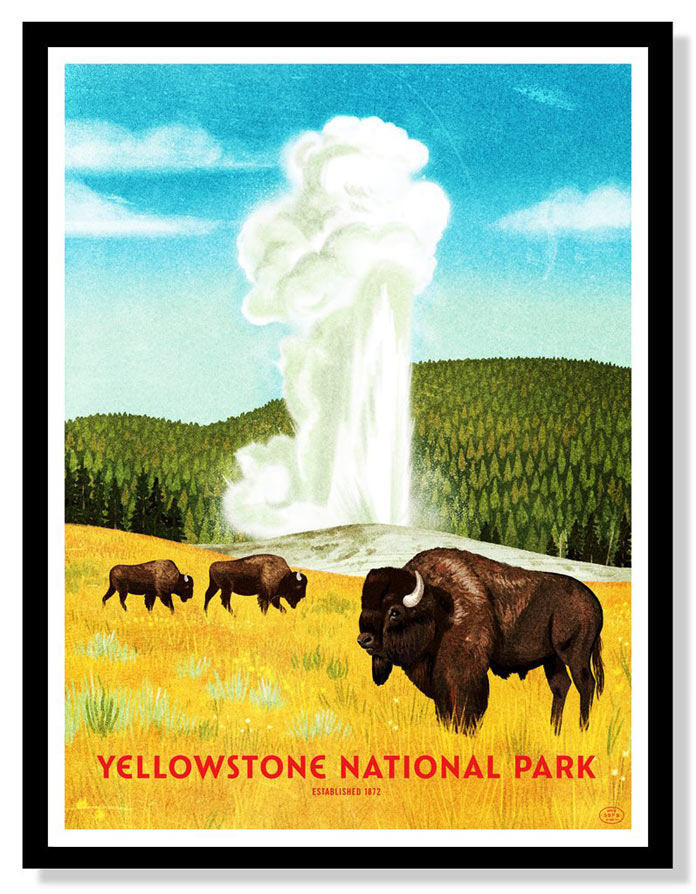 Yellowstone National Park – Four color screen print by Brave the Woods.