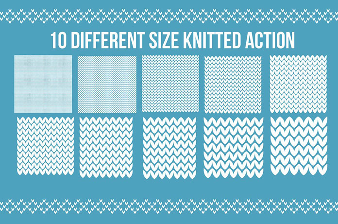 10 different sizes of knitted Photoshop actions.