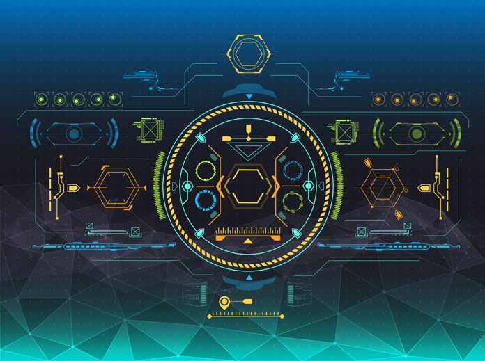 HUD and GUI graphics in a futuristic style.