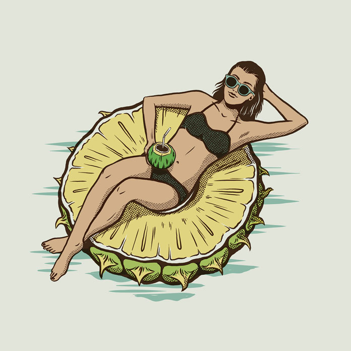 Relaxing time on a half pineapple.