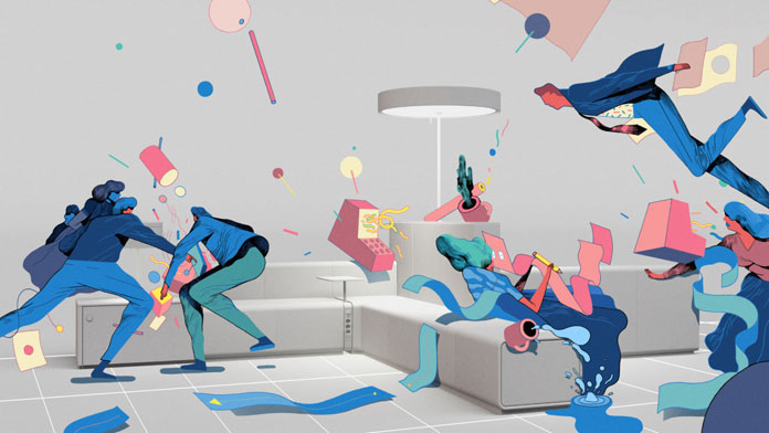 Illustration for fall catalog of office furniture company Bene.