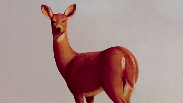 Close up of his painting Deer from 1993.
