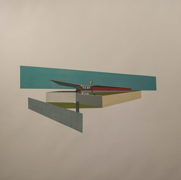 Architectural Addendum – Lissitzky, oil on paper, 44 x 44 inches, 2016
