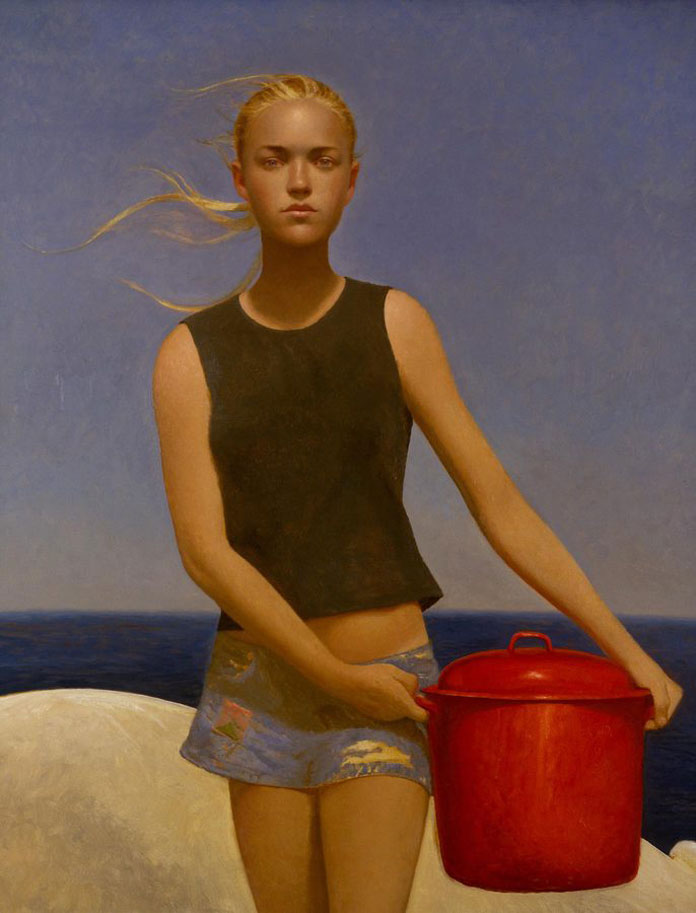 Lobster Girl, Bo Bartlett, oil on linen, 58 x 48, 2004