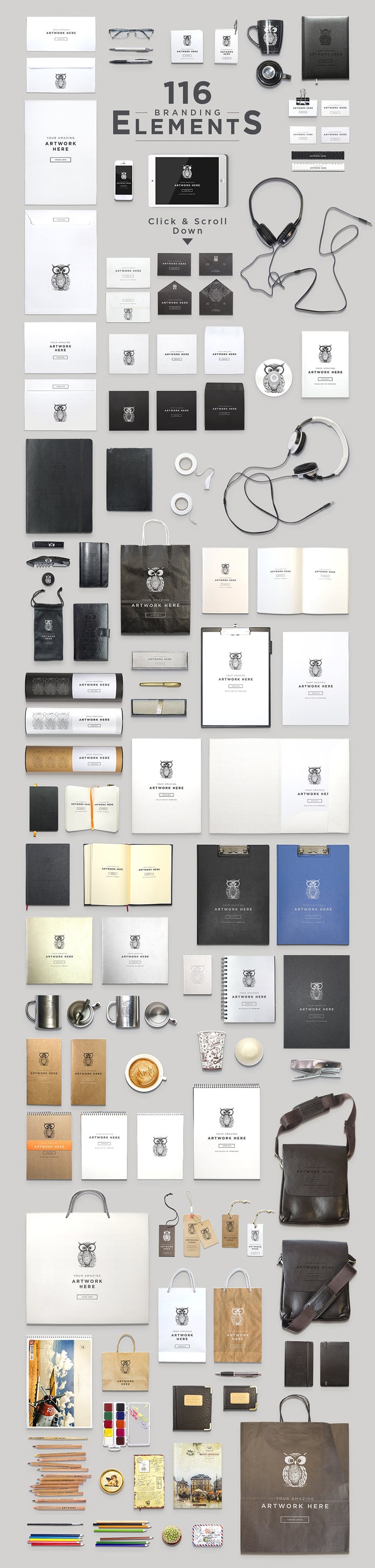 116 elements of brand and stationery materials.