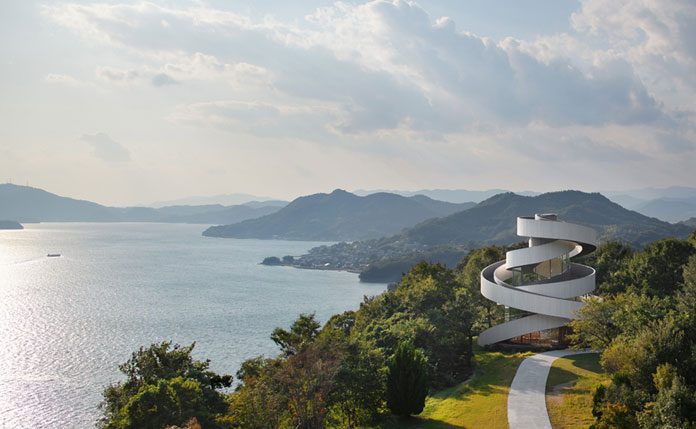 Chapel with panoramic views over Japan's Seto Inland Sea.