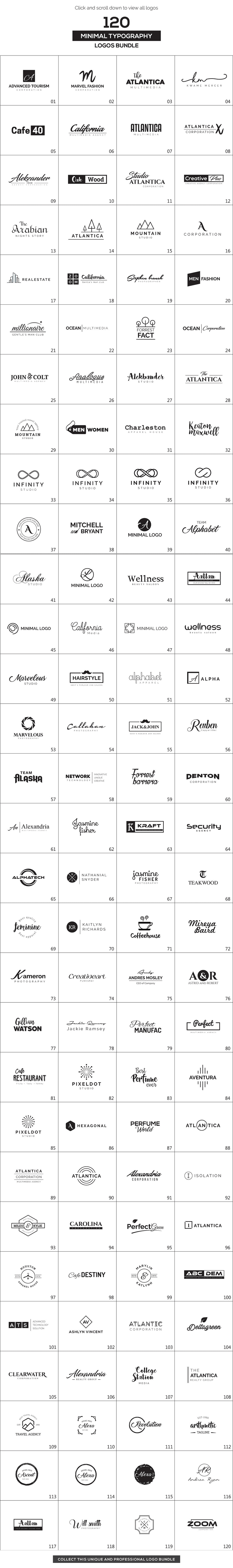 120 minimalist logos in one big bundle.