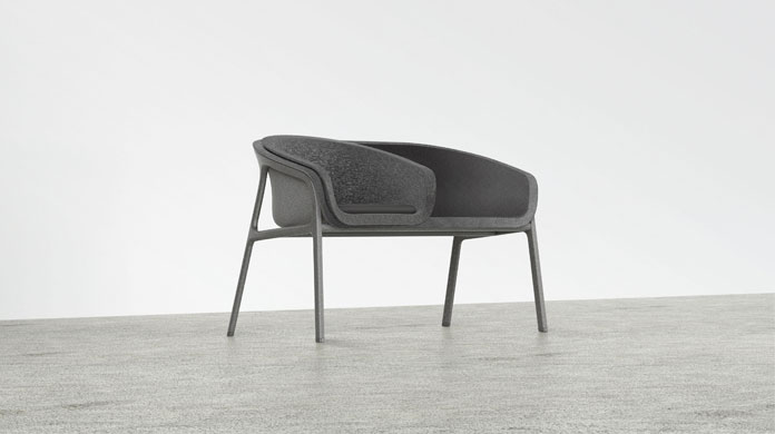 The frames' standardized curvature allows the shells to be stacked and configured in a variety of unique combinations.