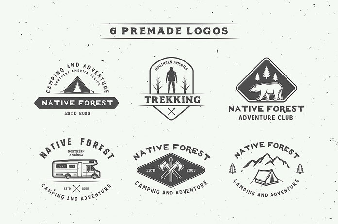 6 premade vintage logos.