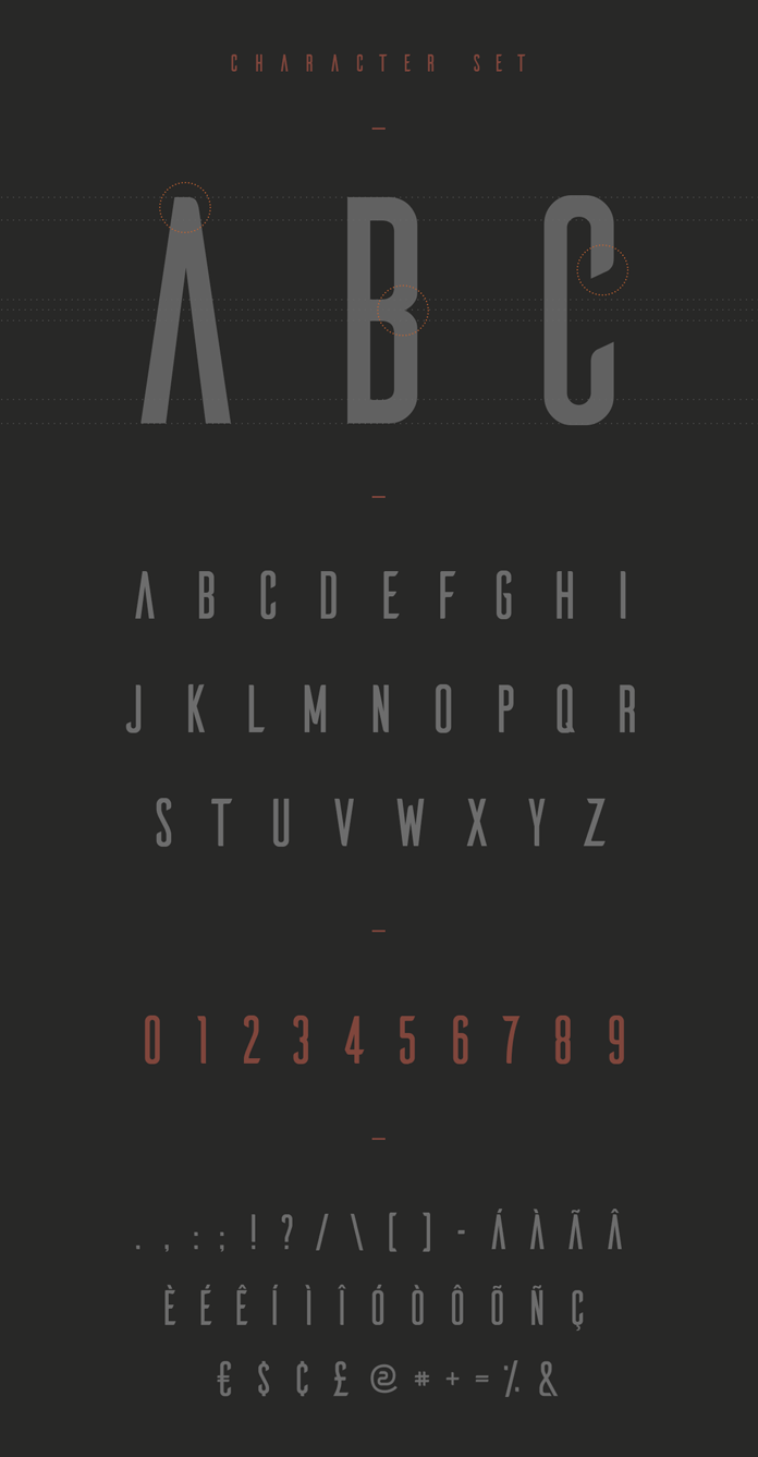 Character set with letters and numbers.