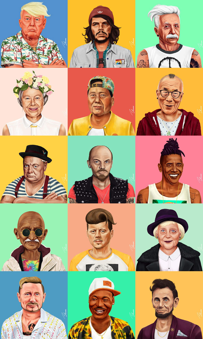 HIPSTORY - great leaders of modern times illustrated as Hipsters by Amit Shimoni.
