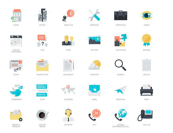 270 flat icons for Adobe Illustrator and Photoshop.