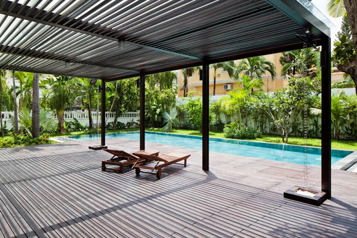Covered terrace at the pool.