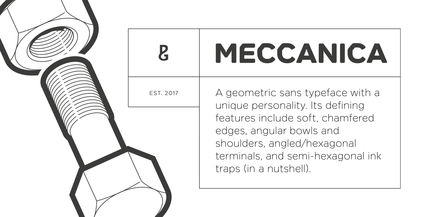 Meccanica sans serif font family by Paulo Goode.