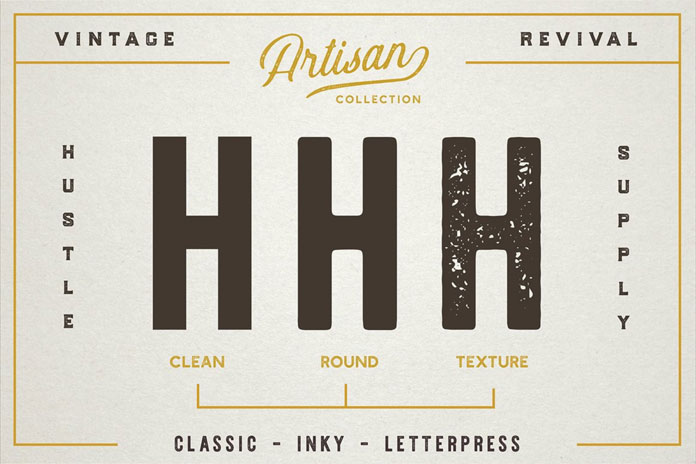 Vintage revival with clean, round, and textured versions.