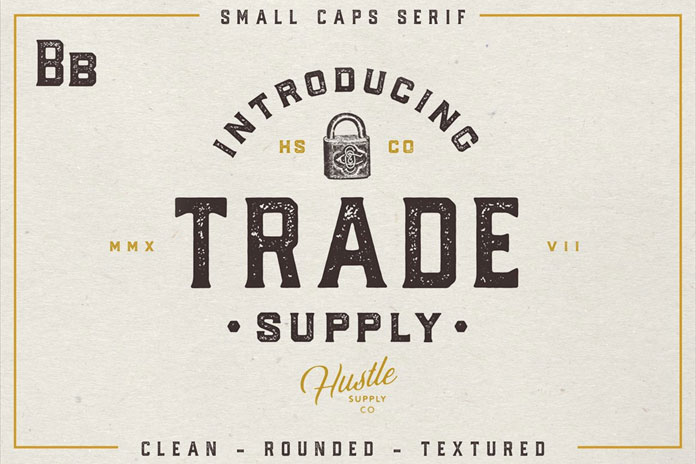 Trade Supply - retro serif typeface.
