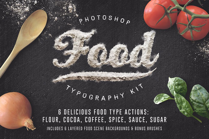 Food typography Adobe Photoshop actions.