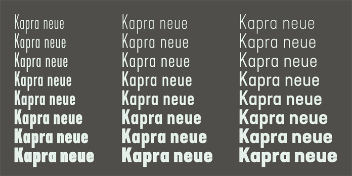 Kapra Neue, Numerous widths and weights.
