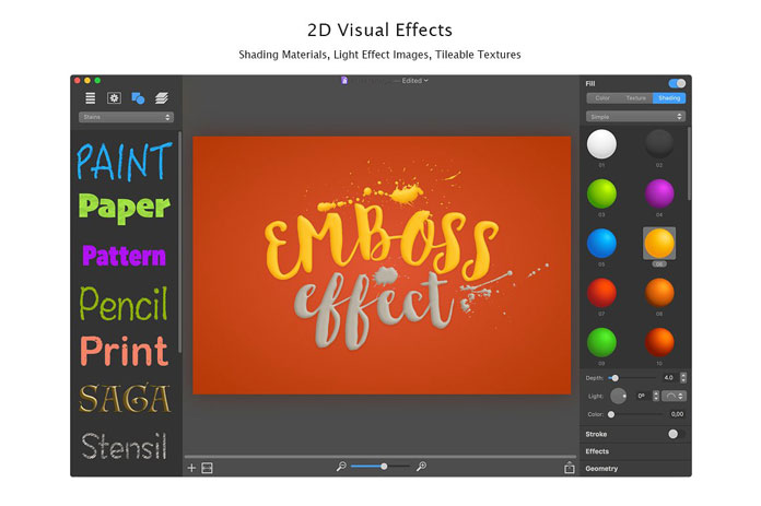 2D visual effects.