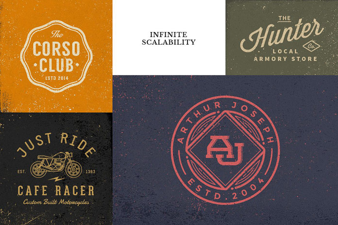 Create stylish logos, logotypes, and vintage badges.