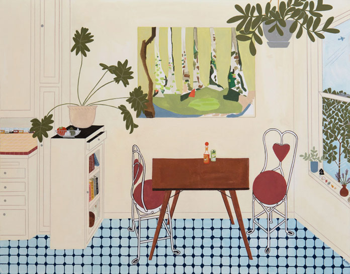 Kelly Bjork, Table for Two, gouache and pencil on paper, 19 x 15 inches, 2016