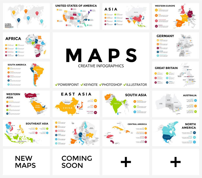 Maps infographic templates.