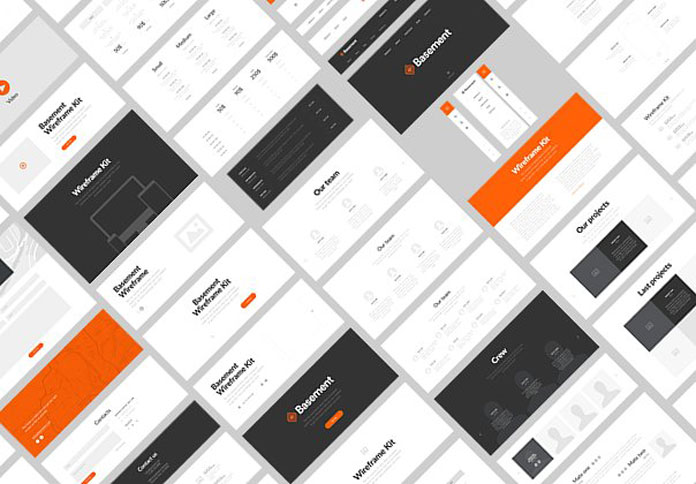 Basement wireframe kit for professional website prototyping.