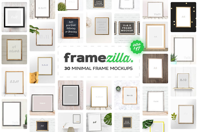 Framezilla - 30 simple to use frame mockups.