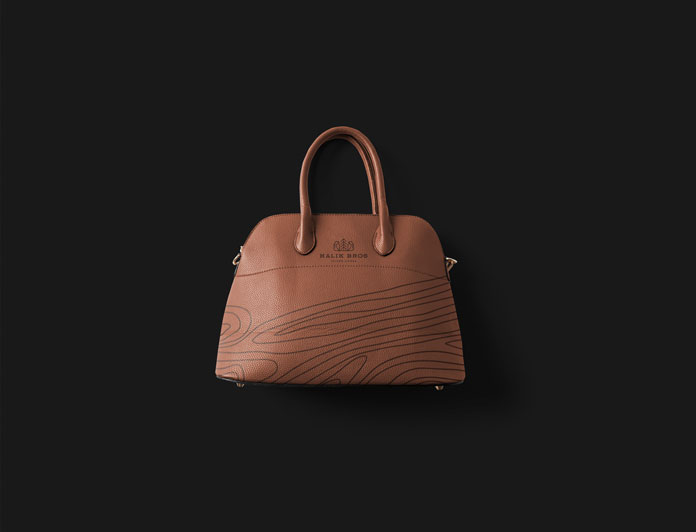 Leather bag with brand design.
