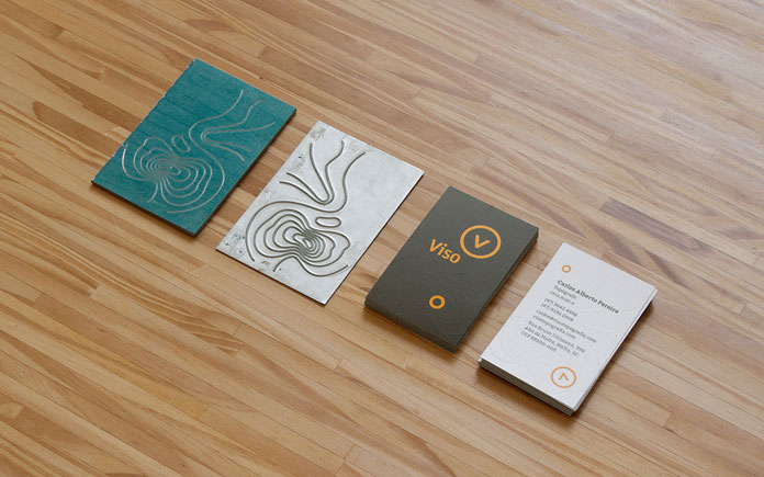 Business cards with embossing effect.