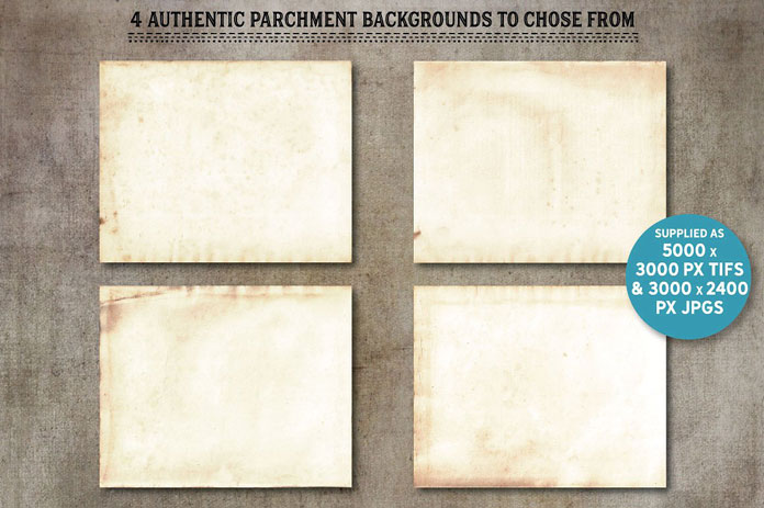 Authentic parchment backgrounds to chose from.