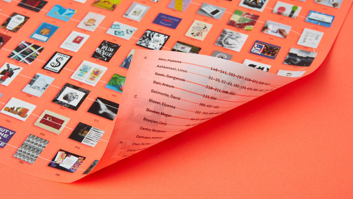 The jacket doubles as a poster with a visual index of the students on one side and an alphabetical index on the other.