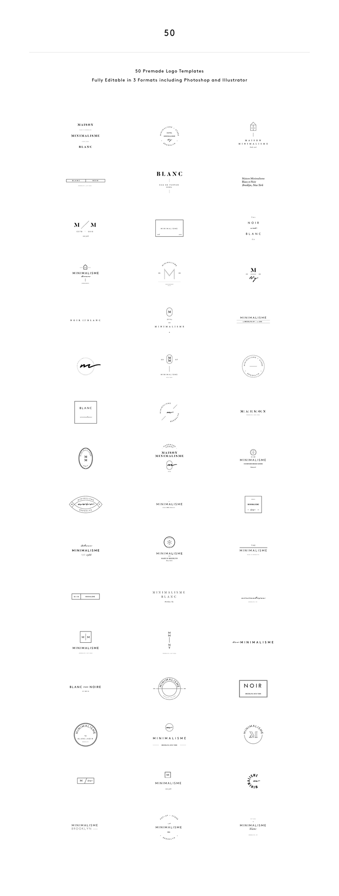 50 minimalist fashion brand logos.
