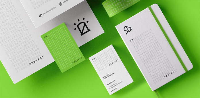 A corporate identity based on letters, numbers, and symbols.