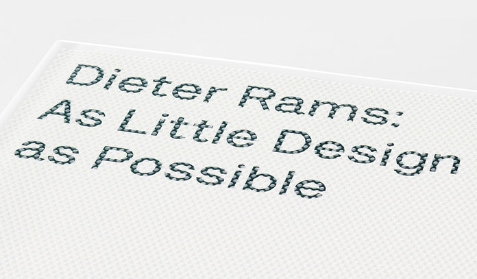 Dieter Rams - As Little Design As Possible, Detail view of the cover typo.